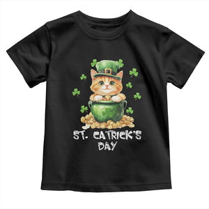 St. Patrick's Day Irish Cat Toddler T Shirt Kitty Saint Pattys Lucky Shamrocks TS10 Black Print Your Wear