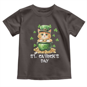 St. Patrick's Day Irish Cat Toddler T Shirt Kitty Saint Pattys Lucky Shamrocks TS10 Dark Chocolate Print Your Wear