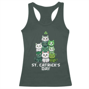 St. Patrick's Day Irish Cat Racerback Tank Top Cute Cats Saint Pattys TS10 Dark Forest Green Print Your Wear