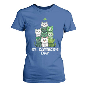 St. Patrick's Day Irish Cat T Shirt For Women Cute Cats Saint Pattys TS10 Royal Blue Print Your Wear