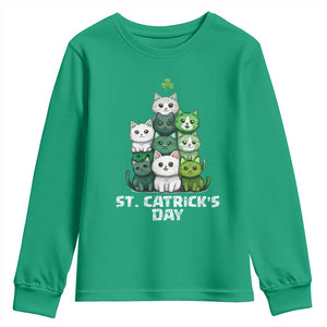 St. Patrick's Day Irish Cat Youth Sweatshirt Cute Cats Saint Pattys TS10 Irish Green Print Your Wear