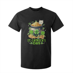 Cats St Patricks Day T Shirt For Kid Pot Of Gold Kitty Lover Lucky Irish TS10 Black Print Your Wear
