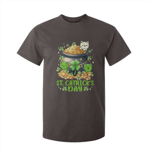 Cats St Patricks Day T Shirt For Kid Pot Of Gold Kitty Lover Lucky Irish TS10 Dark Chocolate Print Your Wear