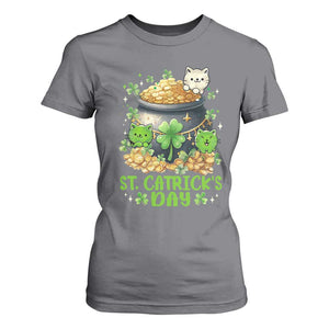 Cats St Patricks Day T Shirt For Women Pot Of Gold Kitty Lover Lucky Irish TS10 Charcoal Print Your Wear