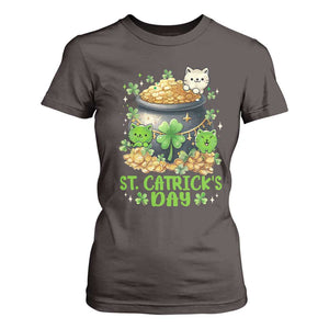 Cats St Patricks Day T Shirt For Women Pot Of Gold Kitty Lover Lucky Irish TS10 Dark Chocolate Print Your Wear