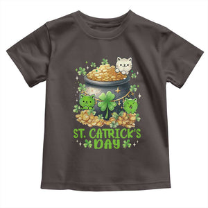 Cats St Patricks Day Toddler T Shirt Pot Of Gold Kitty Lover Lucky Irish TS10 Dark Chocolate Print Your Wear