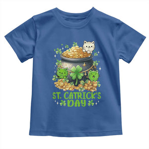 Cats St Patricks Day Toddler T Shirt Pot Of Gold Kitty Lover Lucky Irish TS10 Royal Blue Print Your Wear