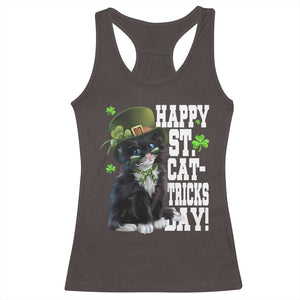 Shamrock Cat St Patricks Day Racerback Tank Top Kitty Mom Gift TS10 Dark Chocolate Print Your Wear