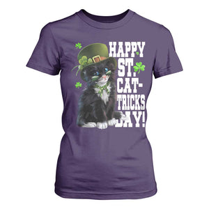Shamrock Cat St Patricks Day T Shirt For Women Kitty Mom Gift TS10 Purple Print Your Wear