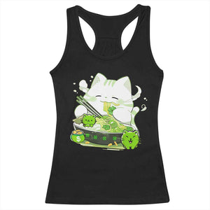 St Patrick's Day Cats Racerback Tank Top Irish Eating Ramen Noodles Cute Anime Shamrocks TS10 Black Print Your Wear