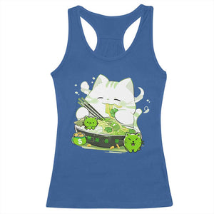 St Patrick's Day Cats Racerback Tank Top Irish Eating Ramen Noodles Cute Anime Shamrocks TS10 Royal Blue Print Your Wear