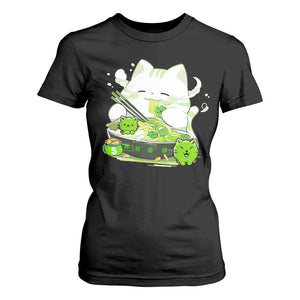 St Patrick's Day Cats T Shirt For Women Irish Eating Ramen Noodles Cute Anime Shamrocks TS10 Black Print Your Wear