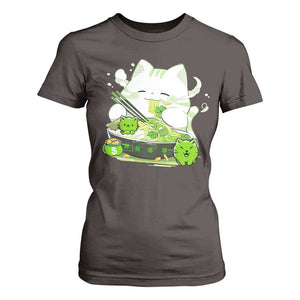 St Patrick's Day Cats T Shirt For Women Irish Eating Ramen Noodles Cute Anime Shamrocks TS10 Dark Chocolate Print Your Wear
