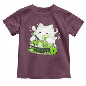 St Patrick's Day Cats Toddler T Shirt Irish Eating Ramen Noodles Cute Anime Shamrocks TS10 Maroon Print Your Wear