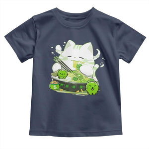 St Patrick's Day Cats Toddler T Shirt Irish Eating Ramen Noodles Cute Anime Shamrocks TS10 Navy Print Your Wear