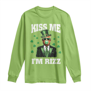 St. Patrick's Day Trump Bubble Gum Long Sleeve Shirt Funny Irish Kiss Me I'm Rizz TS10 Lime Print Your Wear
