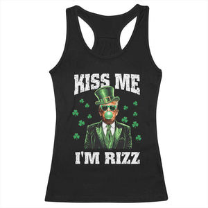 St. Patrick's Day Trump Bubble Gum Racerback Tank Top Funny Irish Kiss Me I'm Rizz TS10 Black Print Your Wear