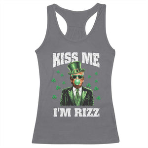 St. Patrick's Day Trump Bubble Gum Racerback Tank Top Funny Irish Kiss Me I'm Rizz TS10 Charcoal Print Your Wear