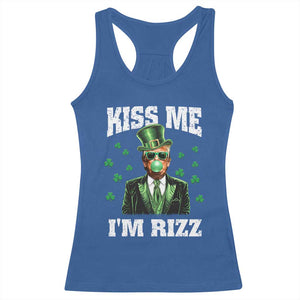 St. Patrick's Day Trump Bubble Gum Racerback Tank Top Funny Irish Kiss Me I'm Rizz TS10 Royal Blue Print Your Wear
