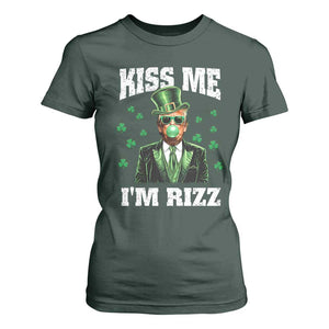 St. Patrick's Day Trump Bubble Gum T Shirt For Women Funny Irish Kiss Me I'm Rizz TS10 Dark Forest Green Print Your Wear