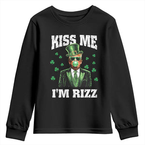 St. Patrick's Day Trump Bubble Gum Youth Sweatshirt Funny Irish Kiss Me I'm Rizz TS10 Black Print Your Wear