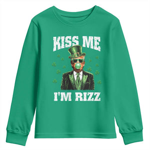 St. Patrick's Day Trump Bubble Gum Youth Sweatshirt Funny Irish Kiss Me I'm Rizz TS10 Irish Green Print Your Wear