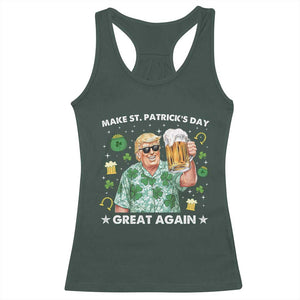 Funny Trump St Patrick's Day Racerback Tank Top Funny Beer Drinking TS10 Dark Forest Green Print Your Wear