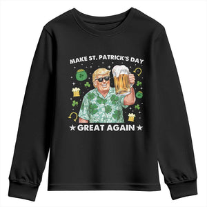 Funny Trump St Patrick's Day Youth Sweatshirt Funny Beer Drinking TS10 Black Print Your Wear