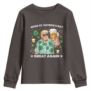 Funny Trump St Patrick's Day Youth Sweatshirt Funny Beer Drinking TS10 Dark Chocolate Print Your Wear