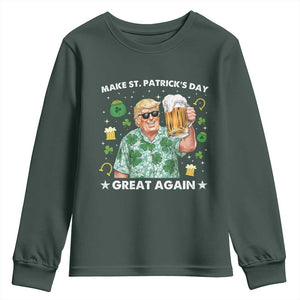 Funny Trump St Patrick's Day Youth Sweatshirt Funny Beer Drinking TS10 Dark Forest Green Print Your Wear