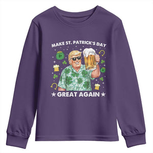 Funny Trump St Patrick's Day Youth Sweatshirt Funny Beer Drinking TS10 Purple Print Your Wear
