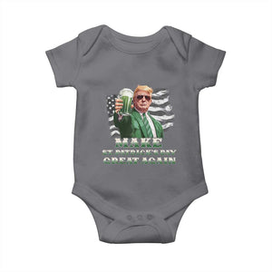 Make St Patricks Day Great Again Trump Baby Onesie Funny Irish American Flag TS10 Charcoal Print Your Wear