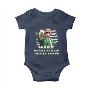 Make St Patricks Day Great Again Trump Baby Onesie Funny Irish American Flag TS10 Navy Print Your Wear