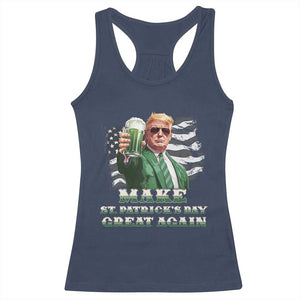 Make St Patricks Day Great Again Trump Racerback Tank Top Funny Irish American Flag TS10 Navy Print Your Wear