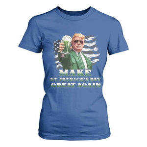 Make St Patricks Day Great Again Trump T Shirt For Women Funny Irish American Flag TS10 Royal Blue Print Your Wear