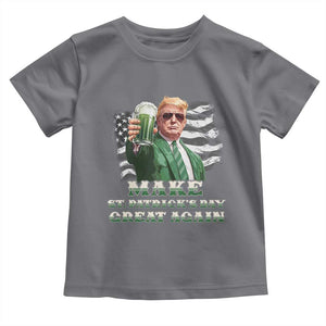 Make St Patricks Day Great Again Trump Toddler T Shirt Funny Irish American Flag TS10 Charcoal Print Your Wear