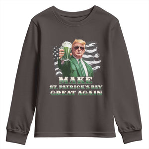 Make St Patricks Day Great Again Trump Youth Sweatshirt Funny Irish American Flag TS10 Dark Chocolate Print Your Wear