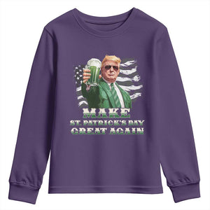 Make St Patricks Day Great Again Trump Youth Sweatshirt Funny Irish American Flag TS10 Purple Print Your Wear