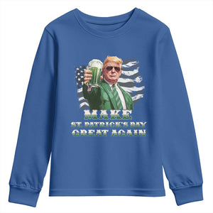 Make St Patricks Day Great Again Trump Youth Sweatshirt Funny Irish American Flag TS10 Royal Blue Print Your Wear