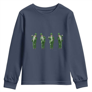 Dancing Trump Funny St Patricks Day Youth Sweatshirt TS10 Navy Print Your Wear