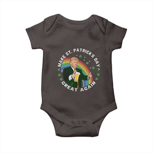 Funny Trump Make St Patrick's Day Great Again Baby Onesie Lucky Shamrock Beer Drinking Trump TS10 Dark Chocolate Print Your Wear