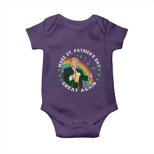 Funny Trump Make St Patrick's Day Great Again Baby Onesie Lucky Shamrock Beer Drinking Trump TS10 Purple Print Your Wear