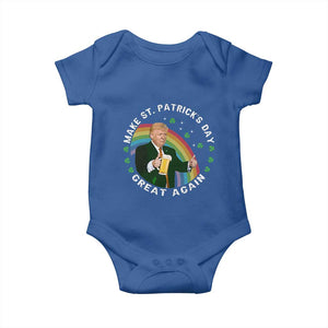 Funny Trump Make St Patrick's Day Great Again Baby Onesie Lucky Shamrock Beer Drinking Trump TS10 Royal Blue Print Your Wear