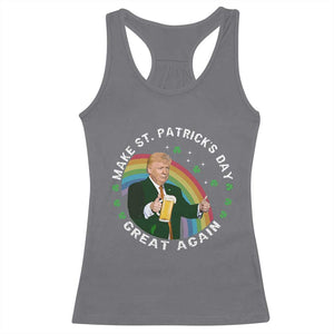 Funny Trump Make St Patrick's Day Great Again Racerback Tank Top Lucky Shamrock Beer Drinking Trump TS10 Charcoal Print Your Wear
