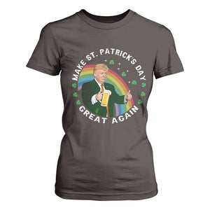 Funny Trump Make St Patrick's Day Great Again T Shirt For Women Lucky Shamrock Beer Drinking Trump TS10 Dark Chocolate Print Your Wear
