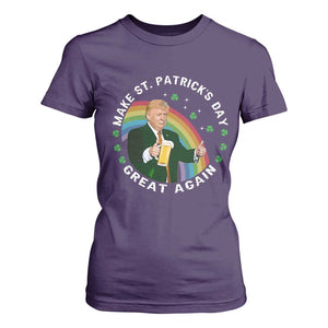 Funny Trump Make St Patrick's Day Great Again T Shirt For Women Lucky Shamrock Beer Drinking Trump TS10 Purple Print Your Wear