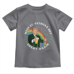 Funny Trump Make St Patrick's Day Great Again Toddler T Shirt Lucky Shamrock Beer Drinking Trump TS10 Charcoal Print Your Wear