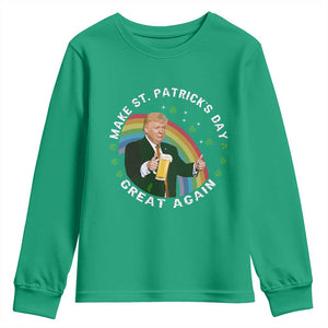 Funny Trump Make St Patrick's Day Great Again Youth Sweatshirt Lucky Shamrock Beer Drinking Trump TS10 Irish Green Print Your Wear