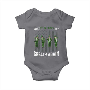 Make St Patrick's Day Great Again Shamrock Trump Baby Onesie American Flag TS10 Charcoal Print Your Wear
