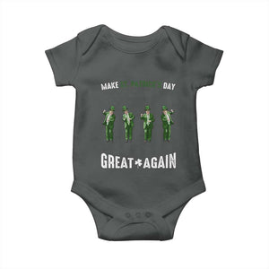 Make St Patrick's Day Great Again Shamrock Trump Baby Onesie American Flag TS10 Dark Heather Print Your Wear